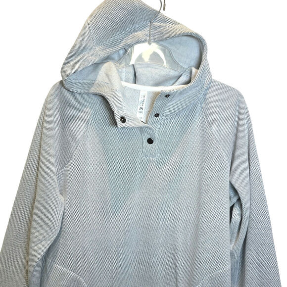 Kyoden Henley Sweatshirt Hoodie Hexagon Top Pullover Womens Sz XL Gray - Picture 2 of 16